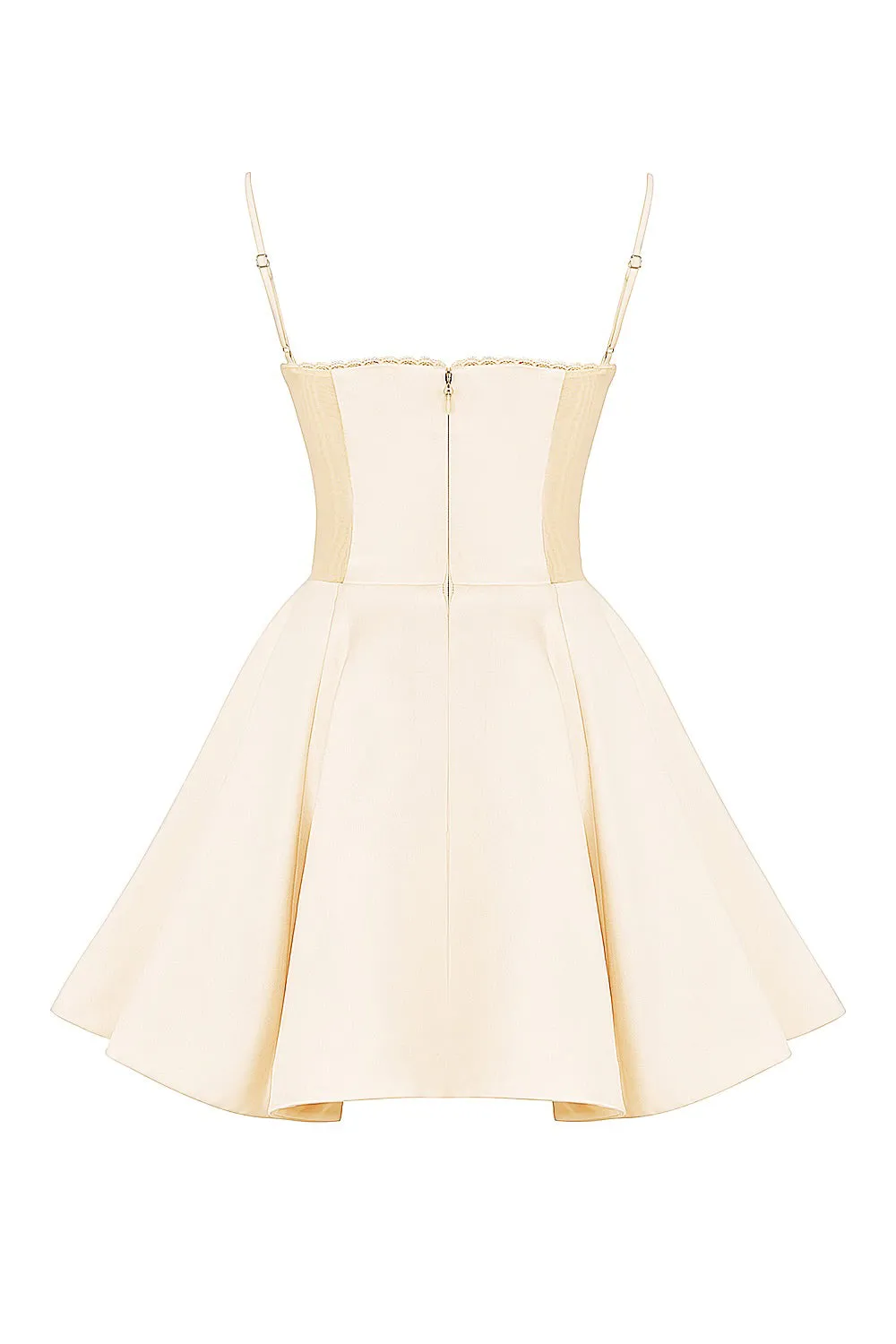 CELINE BLUSH - Bustier Flared Satin Dress with Tulle