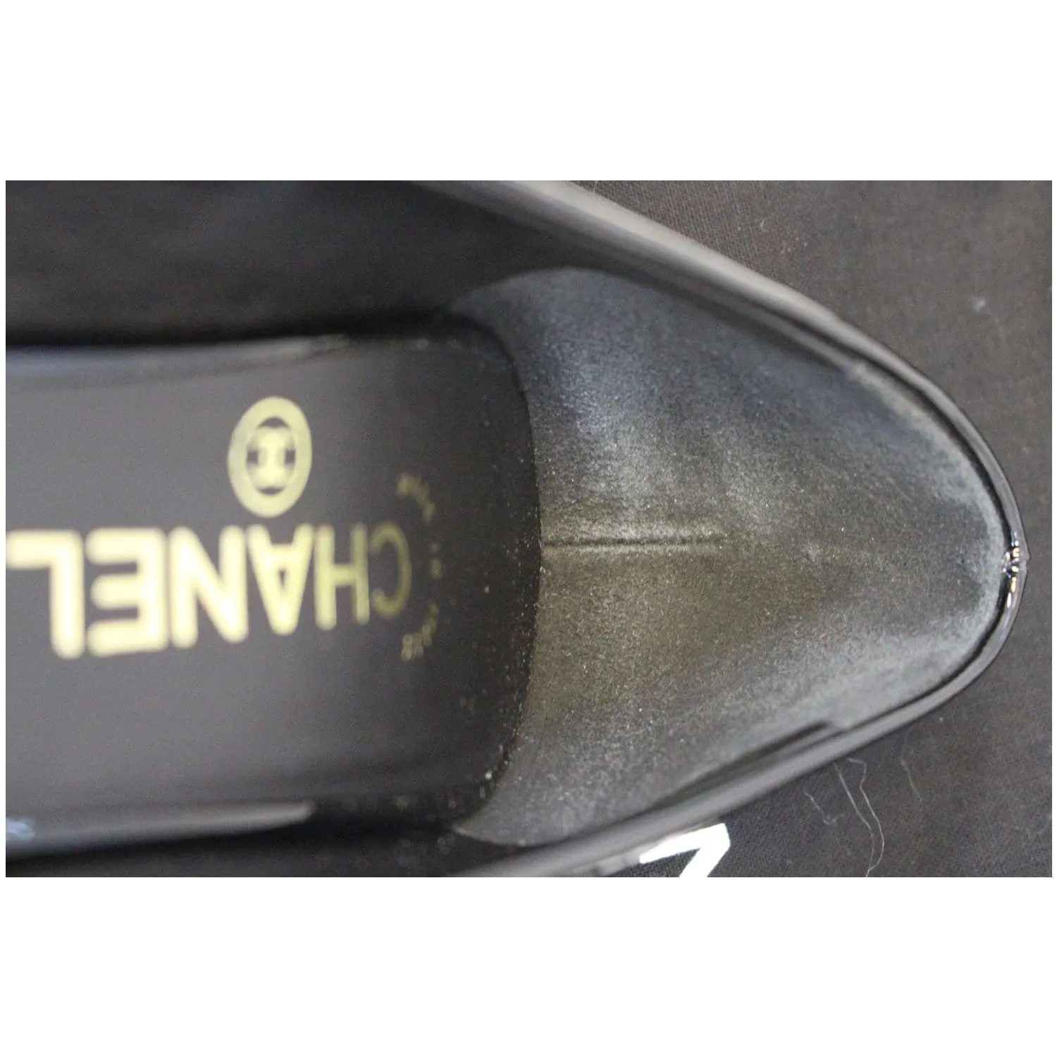 CHANEL Black Leather Open Toe Pumps 39.1/2 Black