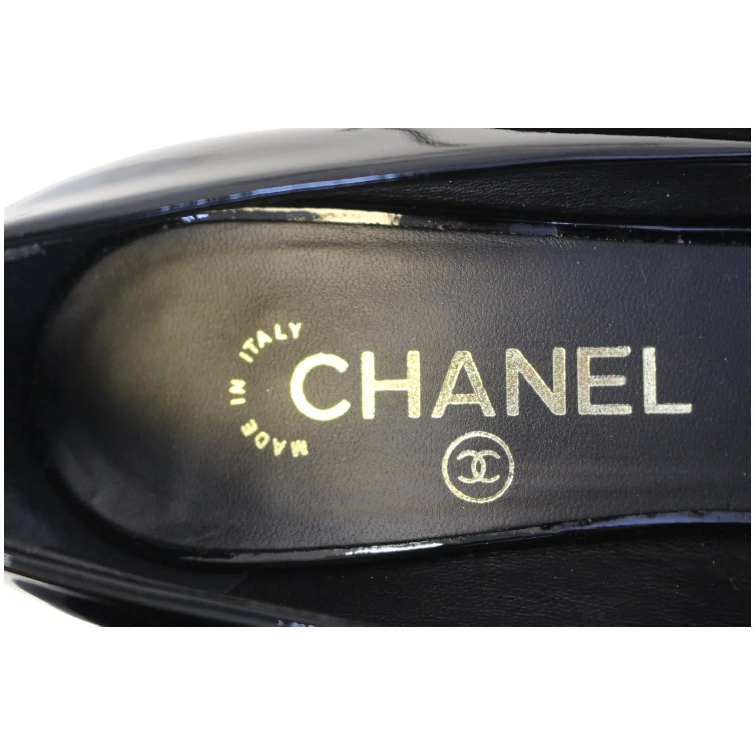 CHANEL Black Leather Open Toe Pumps 39.1/2 Black