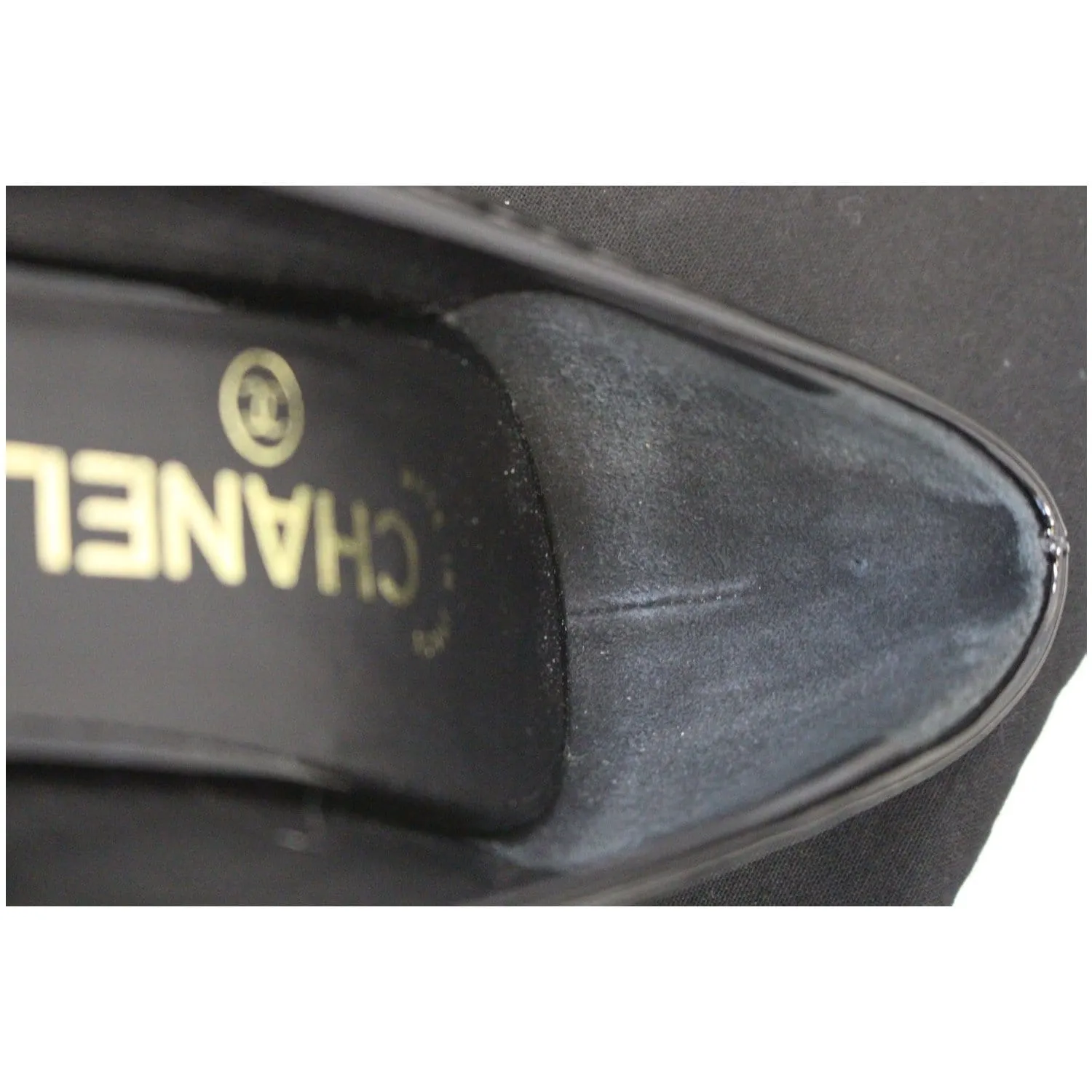 CHANEL Black Leather Open Toe Pumps 39.1/2 Black