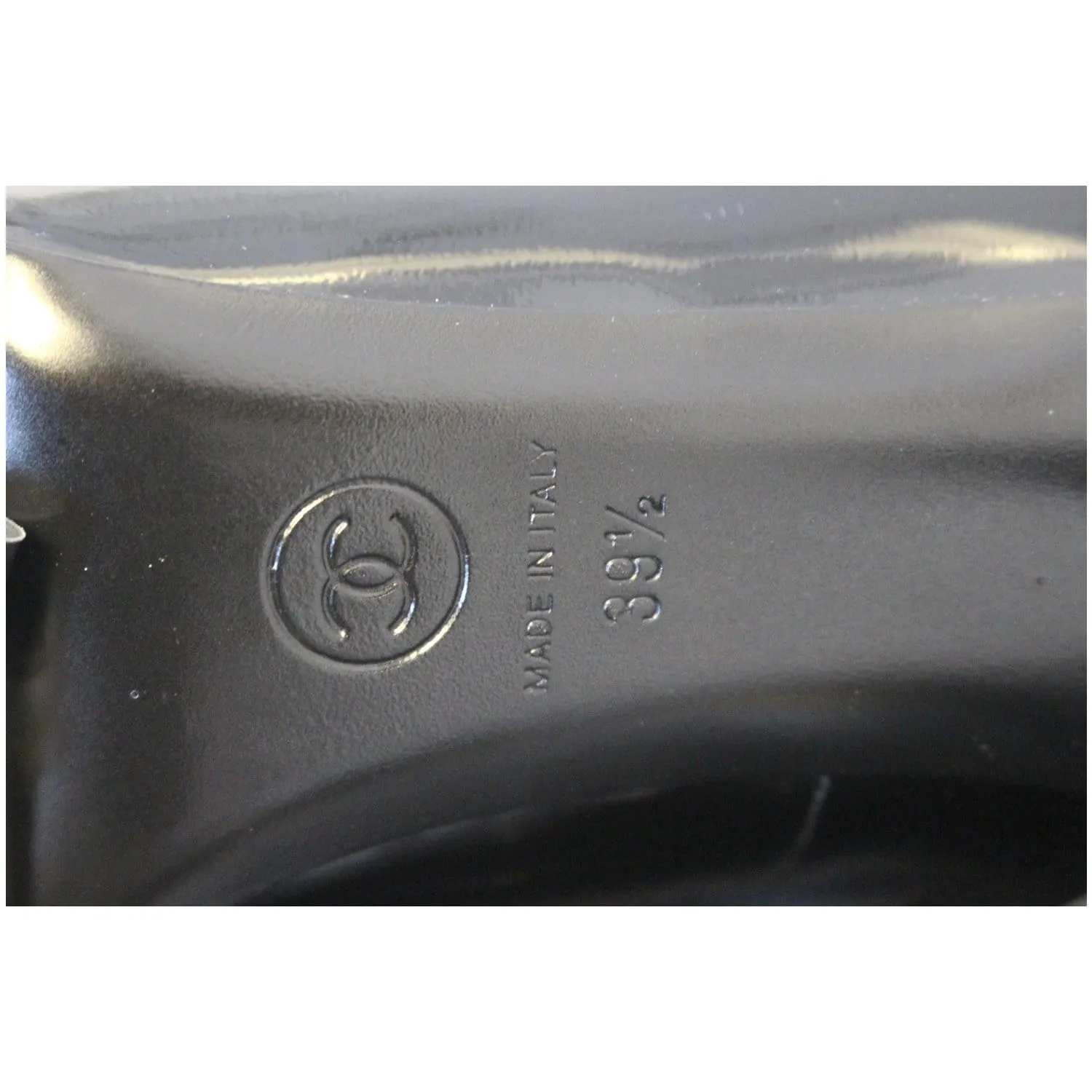 CHANEL Black Leather Open Toe Pumps 39.1/2 Black