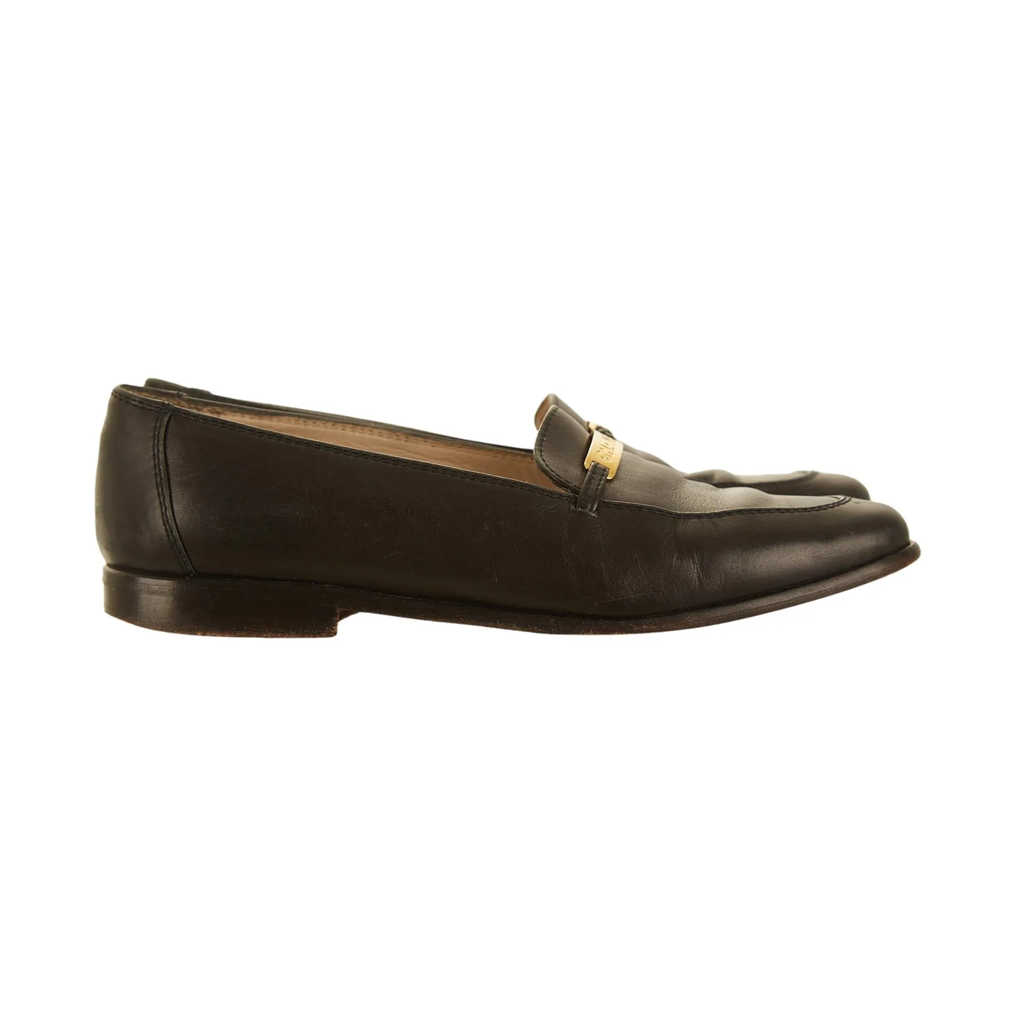 Chanel Black Logo Plaque Loafers