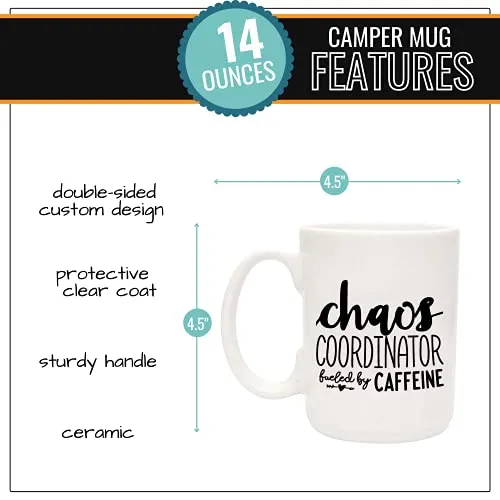 Chaos Coordinator Fueled by Caffeine 15oz White Ceramic Mug for Bosses