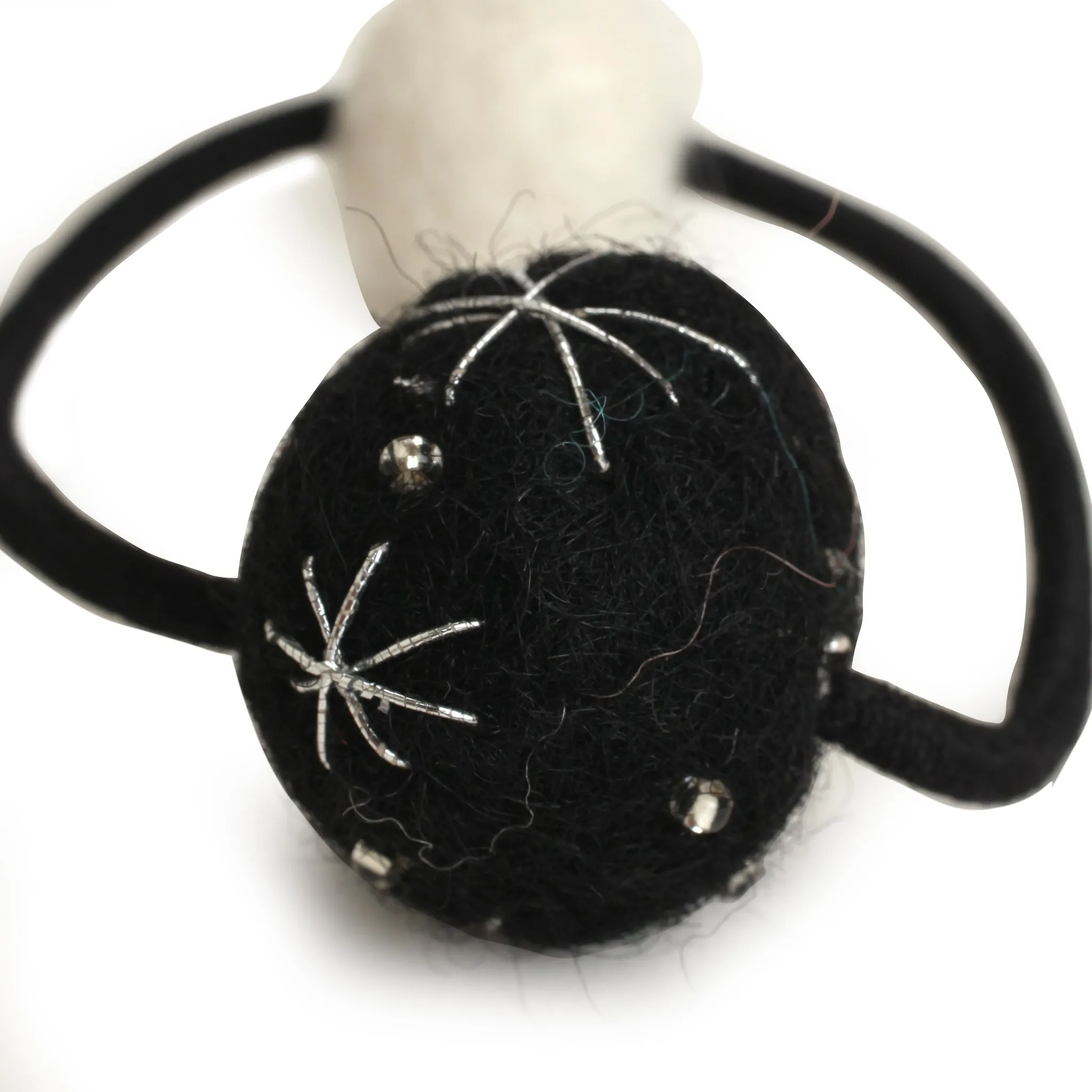 Charming Black and White Felt Pom-Pom Hair Elastic