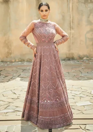 Chestnut brown embroidered gown