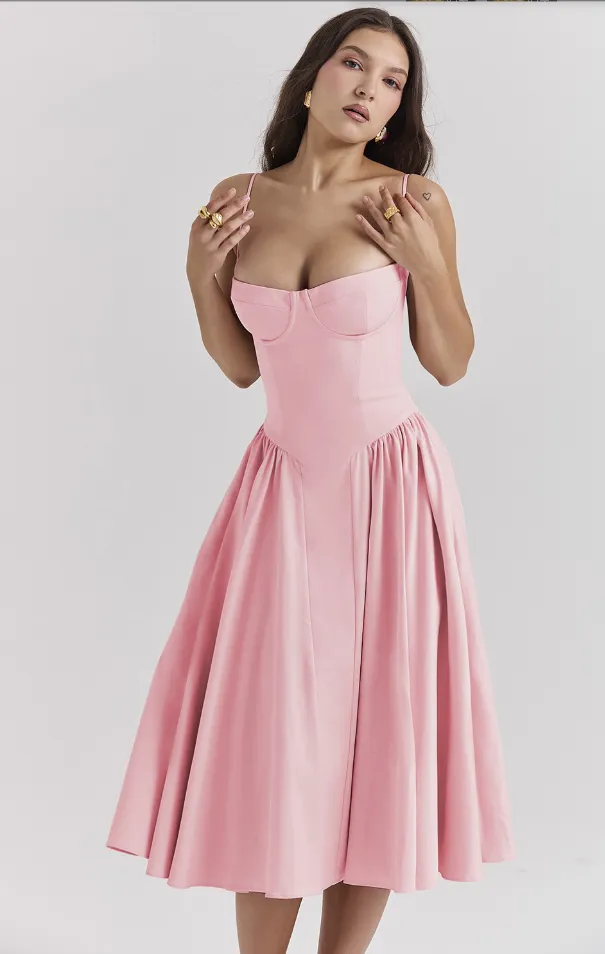 ChicAura™ | Women's Sleeveless Midi Dress | Corset Fit, Flattering Silhouette & Lightweight Fabric