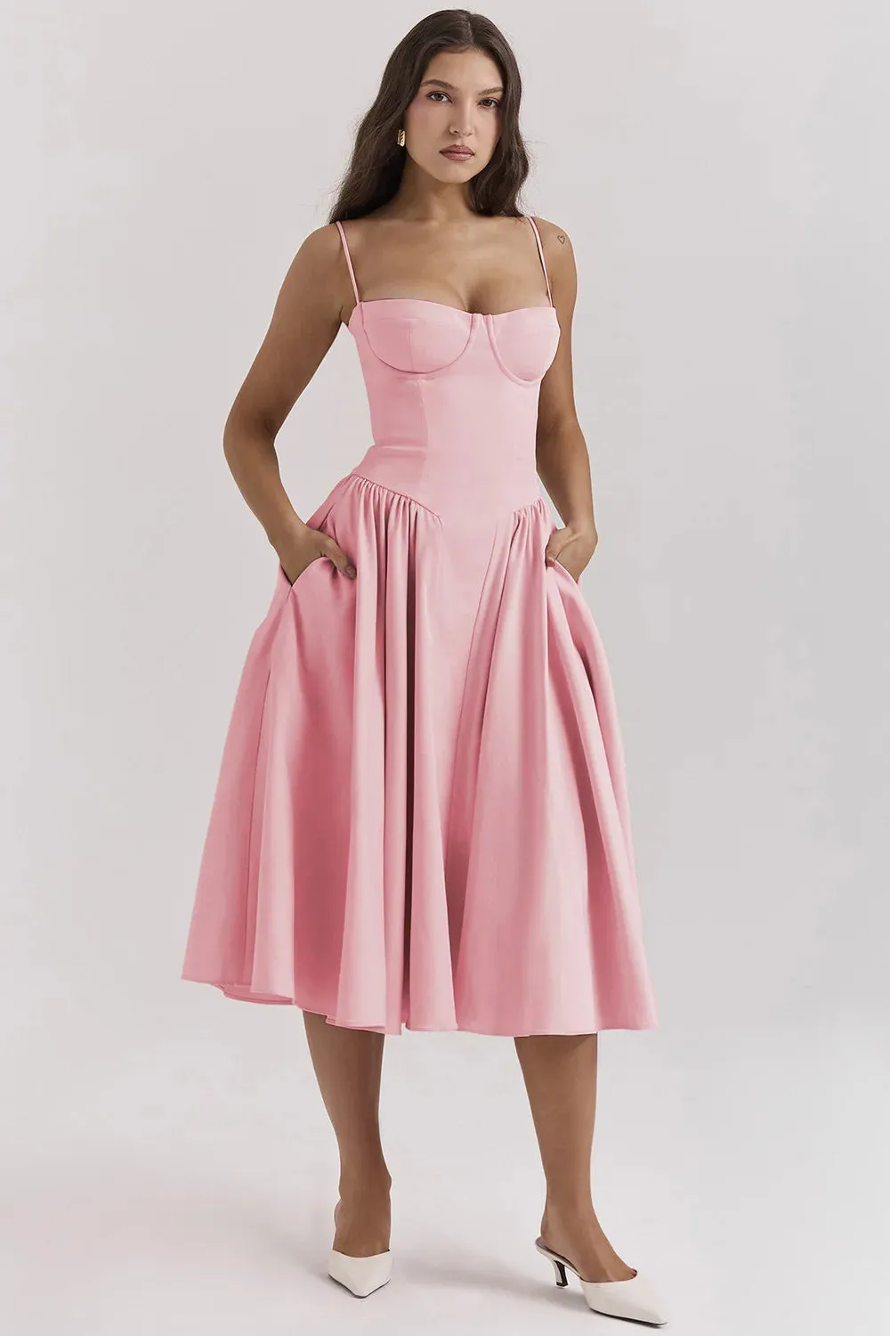 ChicAura™ | Women's Sleeveless Midi Dress | Corset Fit, Flattering Silhouette & Lightweight Fabric