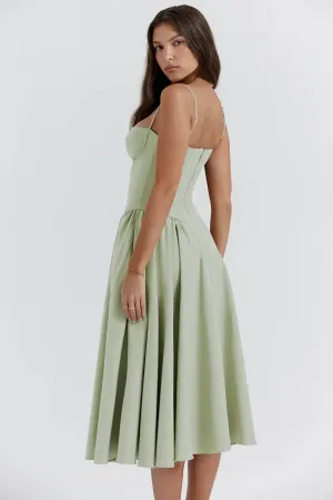 ChicAura™ | Women's Sleeveless Midi Dress | Corset Fit, Flattering Silhouette & Lightweight Fabric
