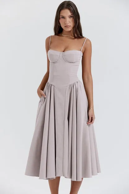 ChicAura™ | Women's Sleeveless Midi Dress | Corset Fit, Flattering Silhouette & Lightweight Fabric