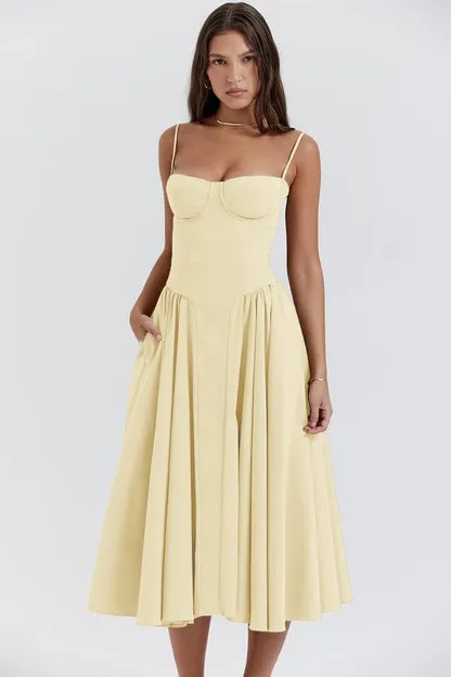 ChicAura™ | Women's Sleeveless Midi Dress | Corset Fit, Flattering Silhouette & Lightweight Fabric