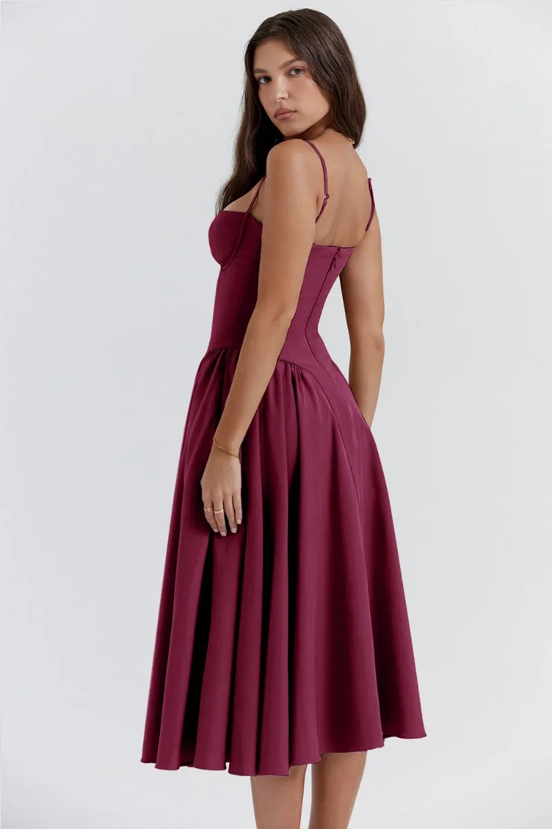 ChicAura™ | Women's Sleeveless Midi Dress | Corset Fit, Flattering Silhouette & Lightweight Fabric