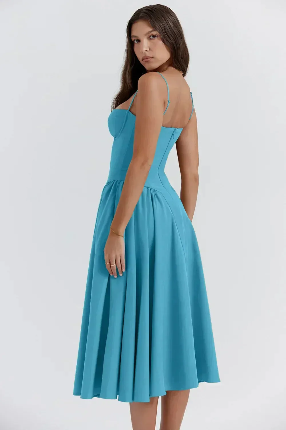 ChicAura™ | Women's Sleeveless Midi Dress | Corset Fit, Flattering Silhouette & Lightweight Fabric