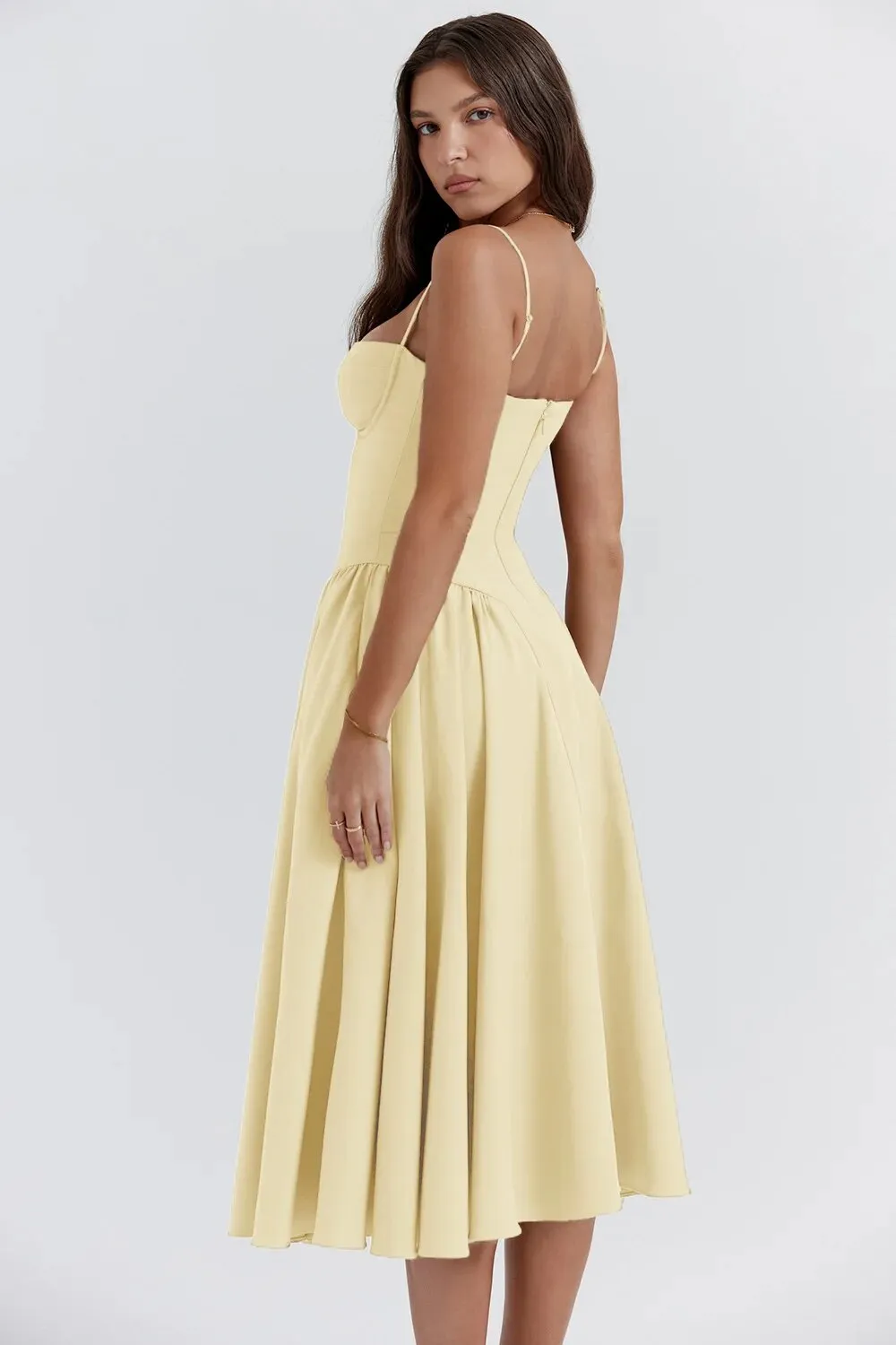 ChicAura™ | Women's Sleeveless Midi Dress | Corset Fit, Flattering Silhouette & Lightweight Fabric