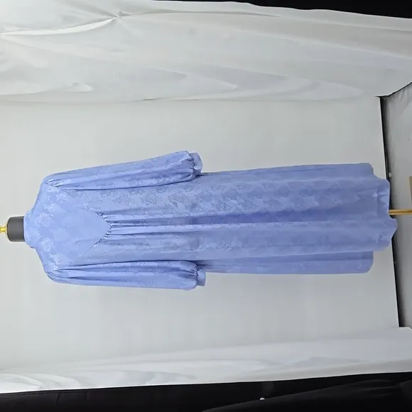 Christian Dior Vintage Women's Zipper Front Lounge Wear Blue Satin Romantuc S