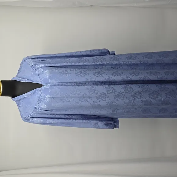 Christian Dior Vintage Women's Zipper Front Lounge Wear Blue Satin Romantuc S