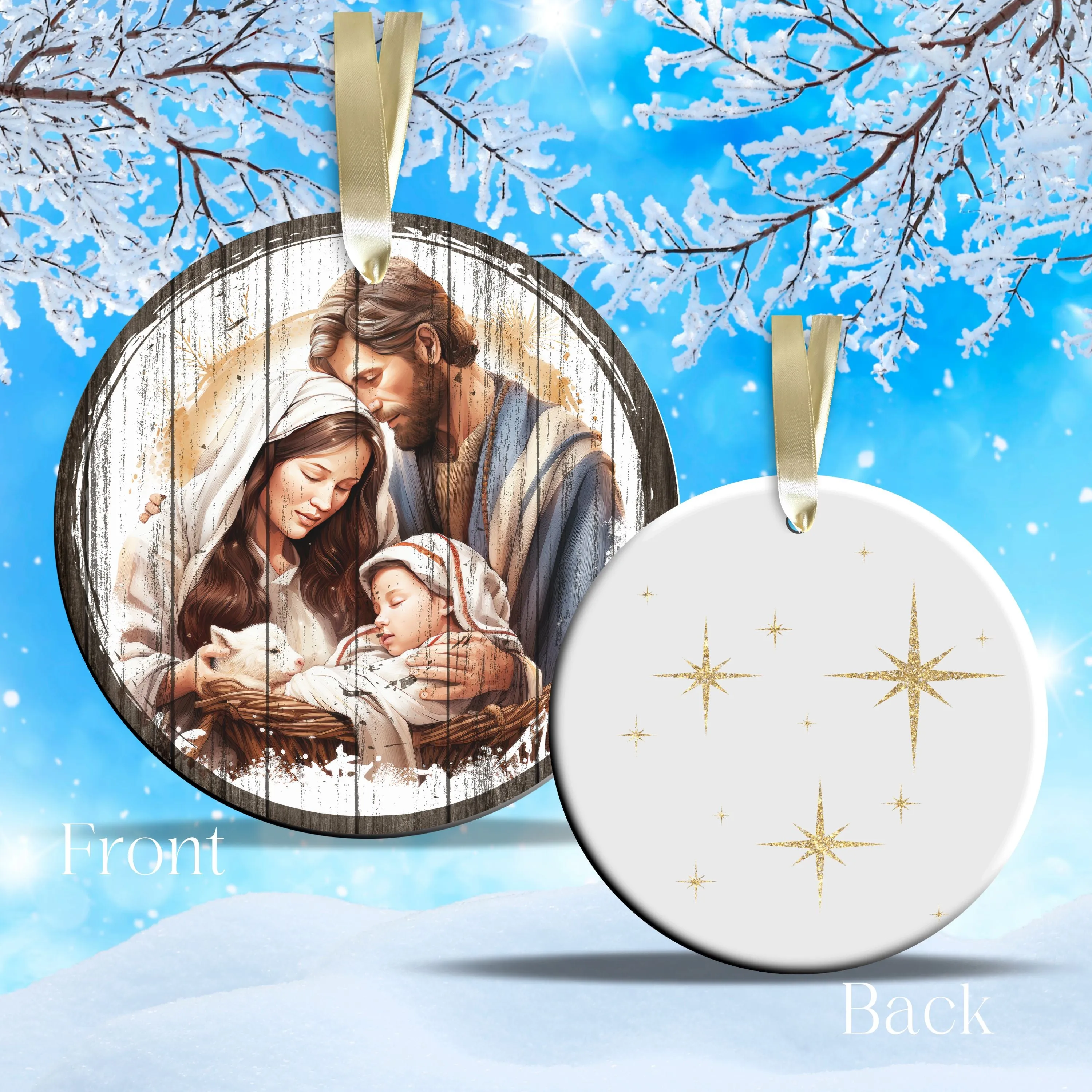 Christmas Nativity Ceramic Ornament 11-11 Joseph Mary Jesus