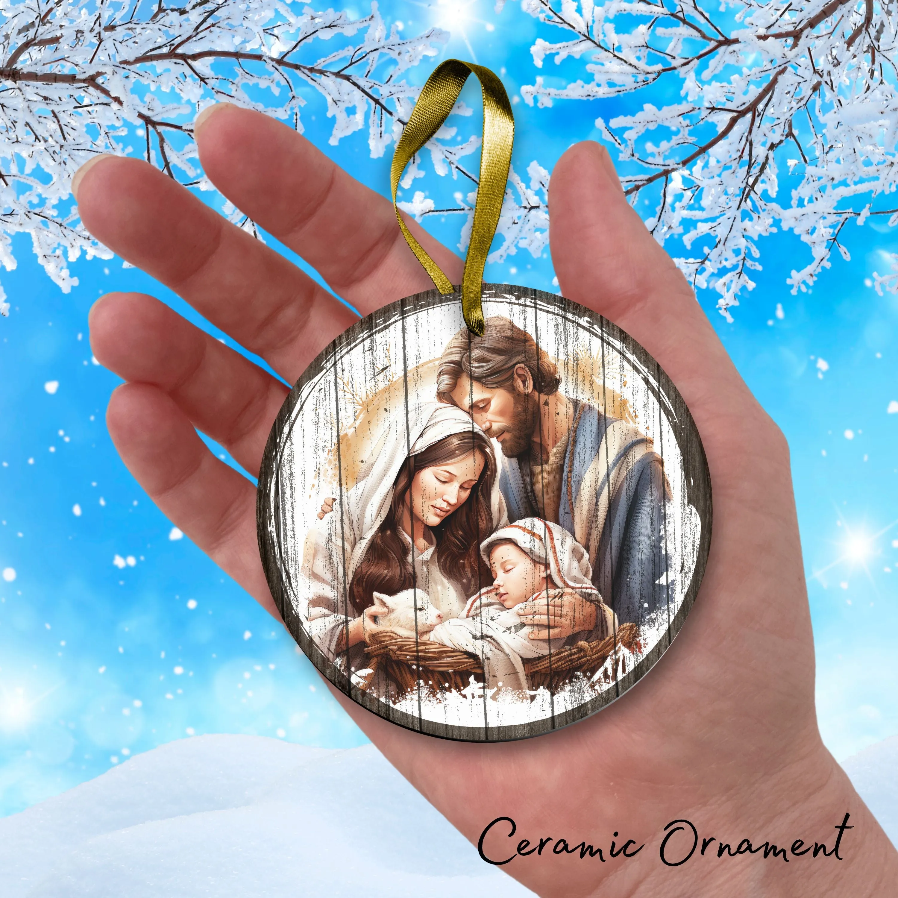 Christmas Nativity Ceramic Ornament 11-11 Joseph Mary Jesus