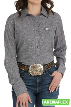 Cinch Women's Long Sleeve Arenaflex Geometric Purple Print Shirt