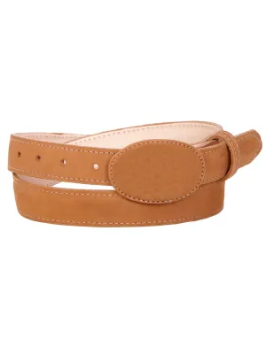 Cinto Vaquero de Piel Nobuck para Mujer con Hebilla Ovalada, 1 1/2" Ancho 'El General' - ID: 43204