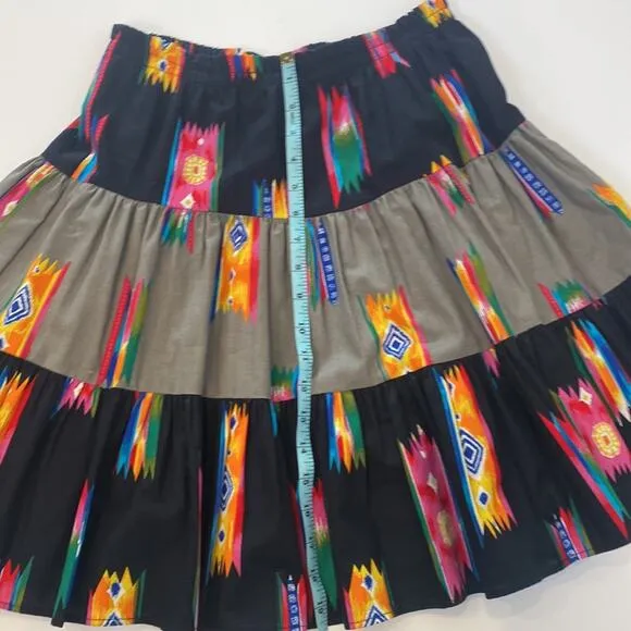 Circle T by Marilyn Lenox Women’s Colorful Tiered Western Midi Skirt EUC Sz M