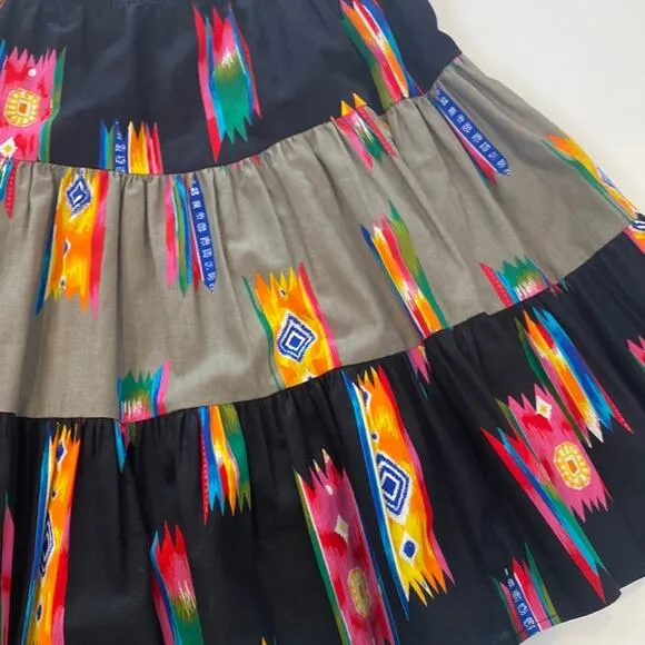 Circle T by Marilyn Lenox Women’s Colorful Tiered Western Midi Skirt EUC Sz M