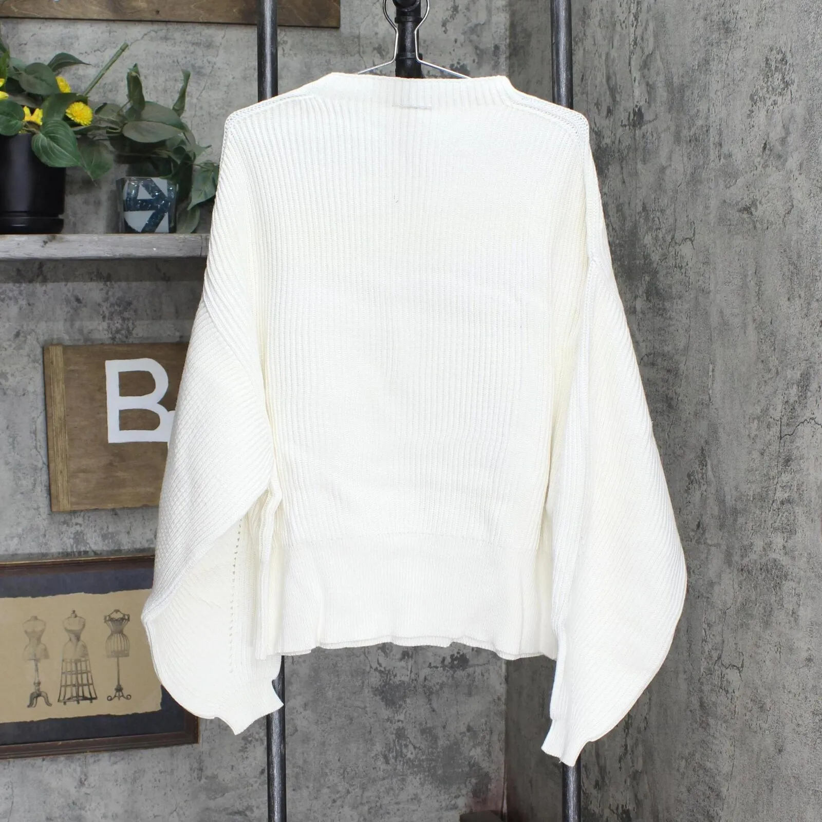 City Chic Women's Apparel Womens Angel Funnel Neck Cotton Rib Sweater Vanilla M