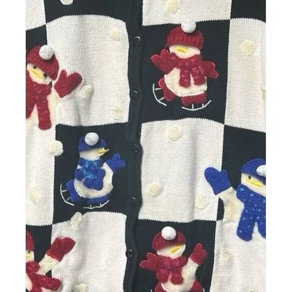 Classics by Marisa Christina Christmas Snowmen On‎ Black And White Checkered