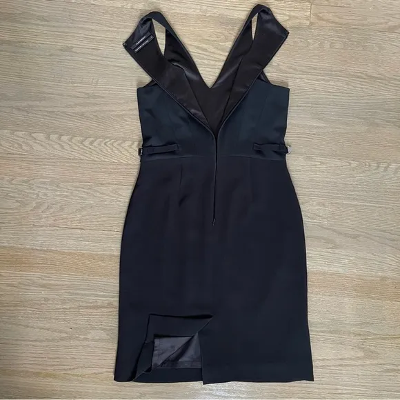 Club Monaco Wool Eden Racerback V Neck Black Sleeveless Dress Size 4