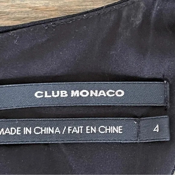Club Monaco Wool Eden Racerback V Neck Black Sleeveless Dress Size 4