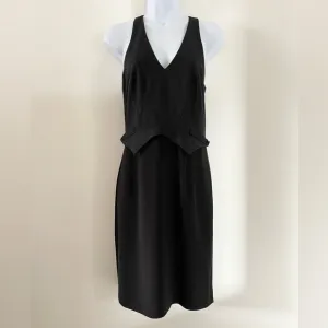 Club Monaco Wool Eden Racerback V Neck Black Sleeveless Dress Size 4