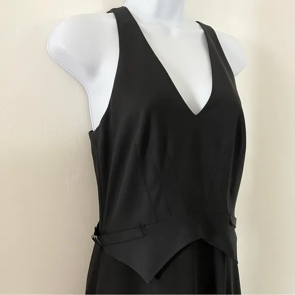 Club Monaco Wool Eden Racerback V Neck Black Sleeveless Dress Size 4