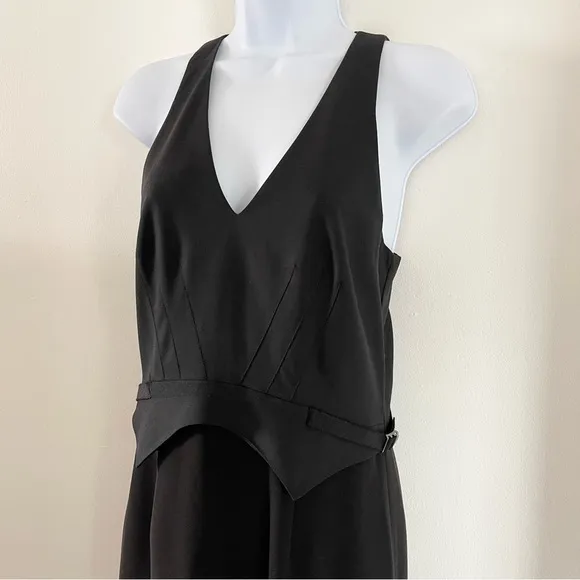 Club Monaco Wool Eden Racerback V Neck Black Sleeveless Dress Size 4