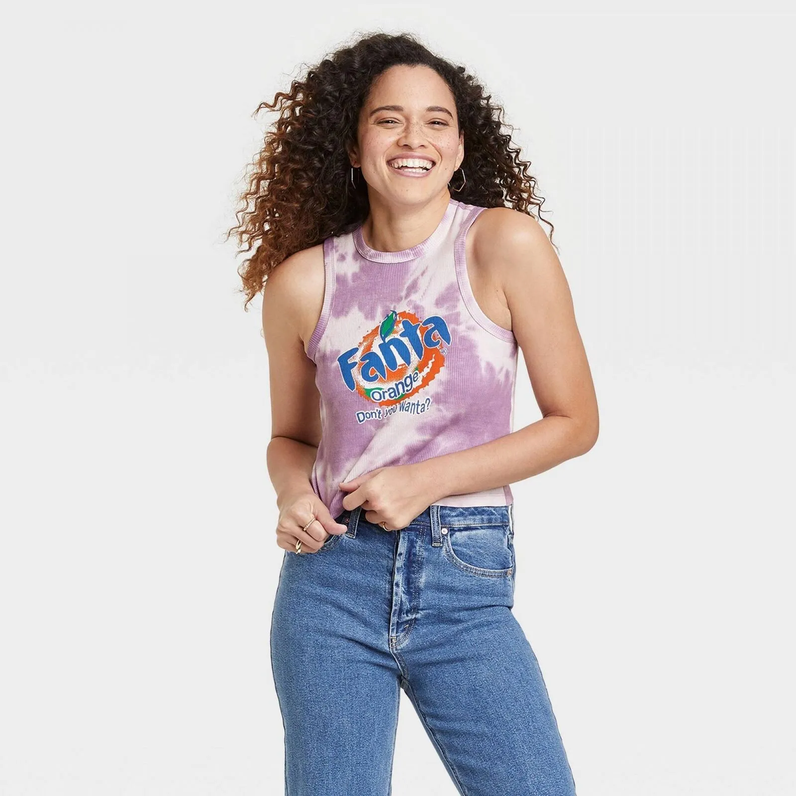 Coca-cola Women's Fanta Racerback Cropped Graphic Tank Top Purple L