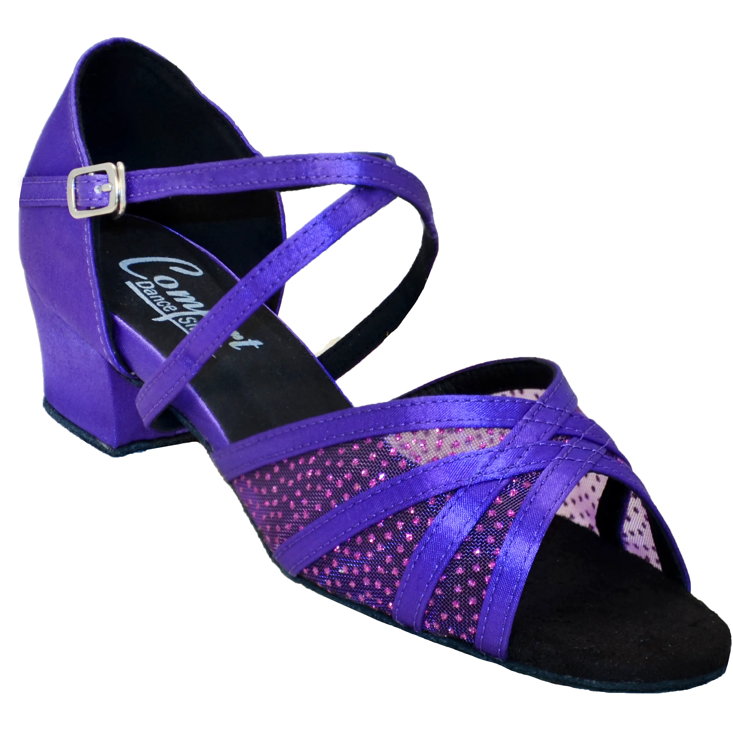Comfort Strappy Mesh - Purple Satin / Purple Dot Mesh