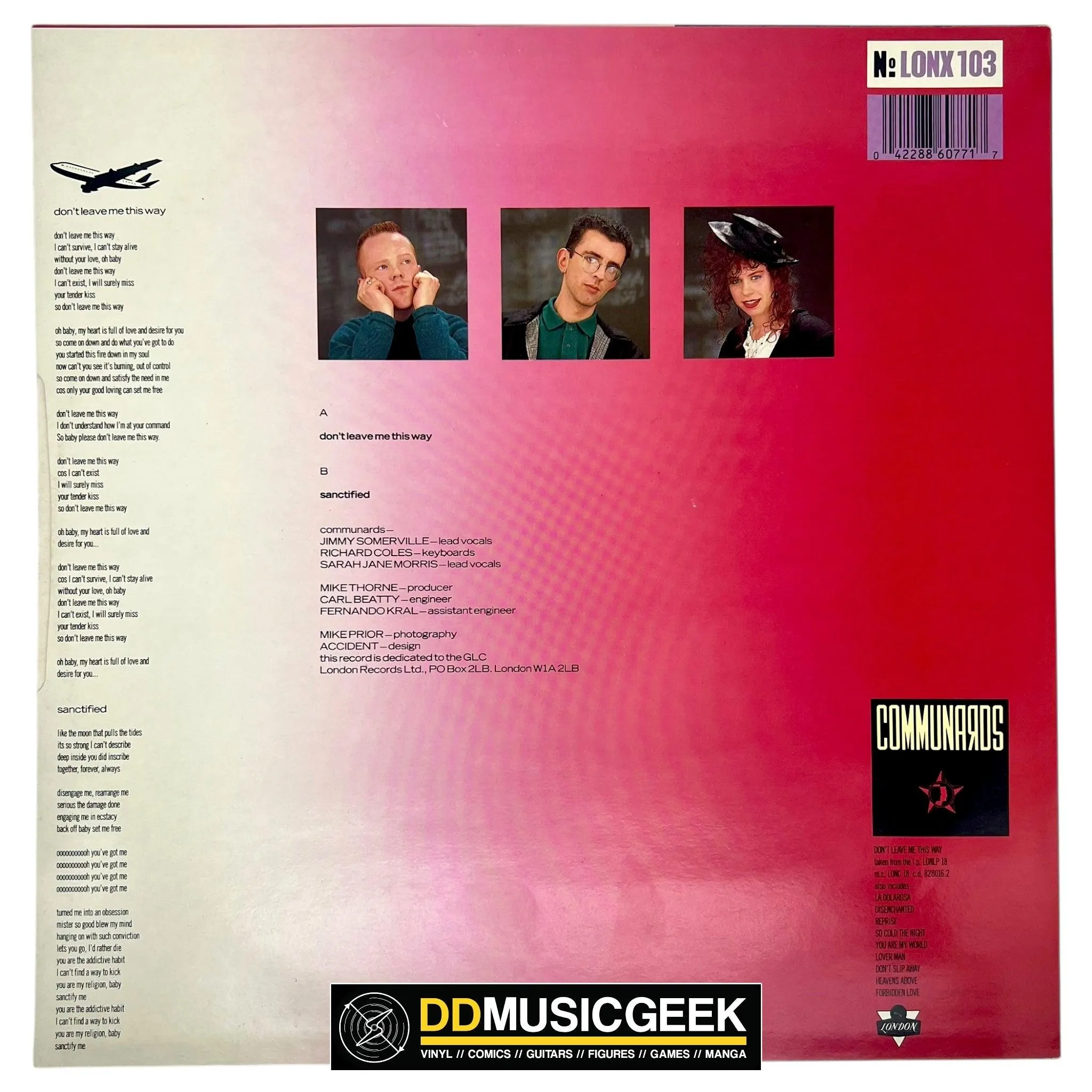 Communards* With Sarah Jane Morris: Don't Leave Me This Way (12", Single)