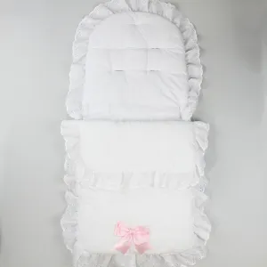 Cosy Toes / Footmuff - White/Pink