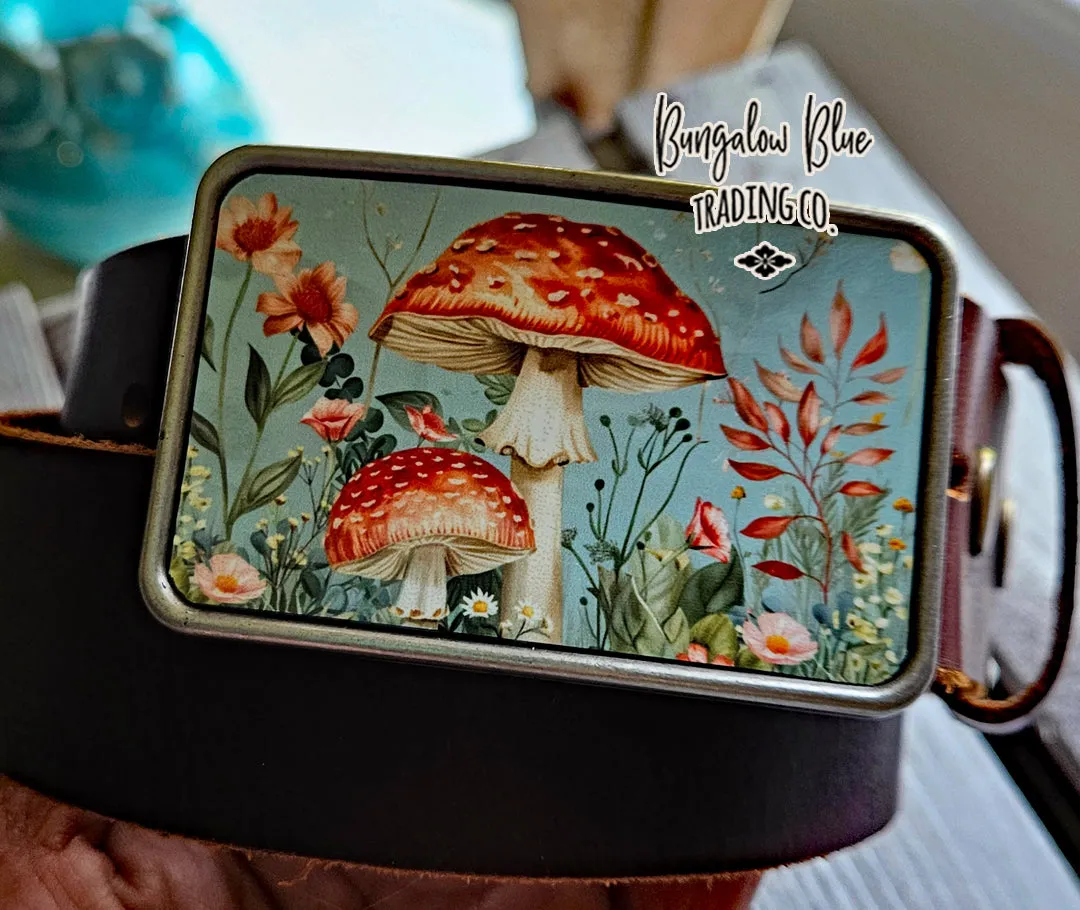 Cottage Style Mushroom Belt Buckle