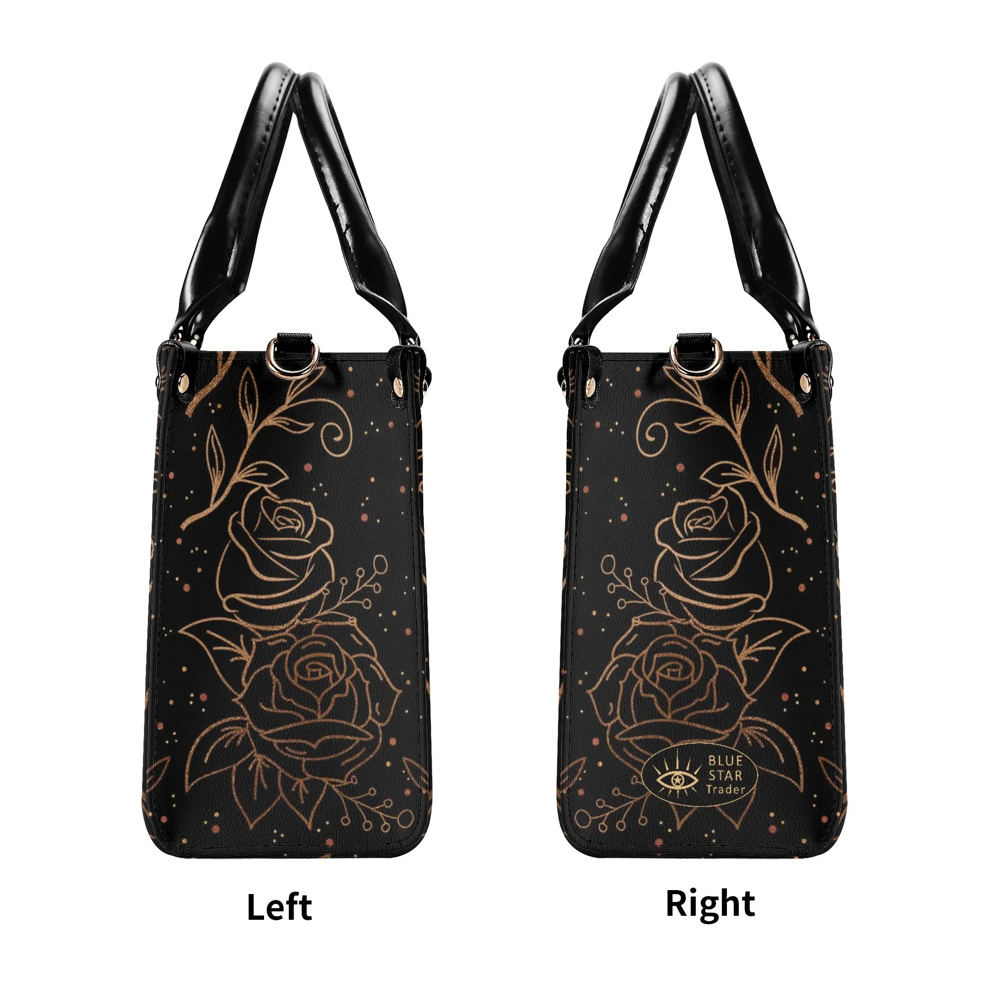 Crescent Moon and Flowers Luxury Womens PU Leather Handbag