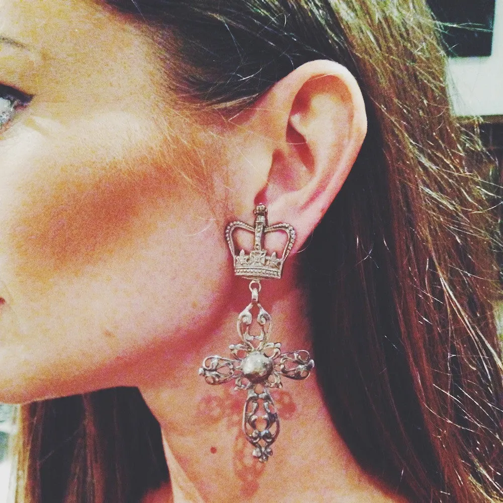 Cross &  Crown Earrings