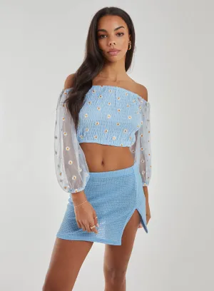 Daisy Embroidered Bardot Top