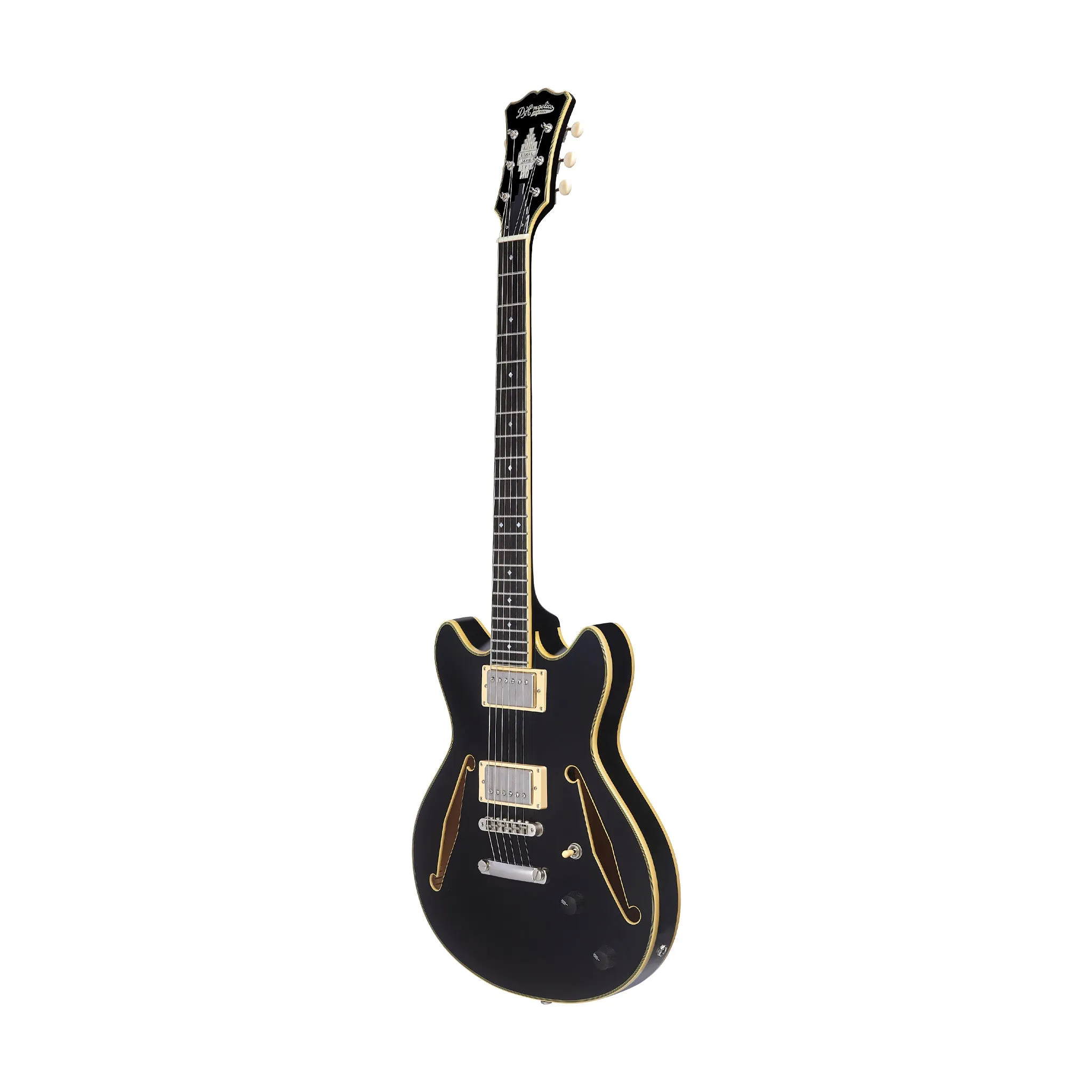 D'Angelico Excel Mini DC Tour Semi-Hollowbody Electric Guitar, Black