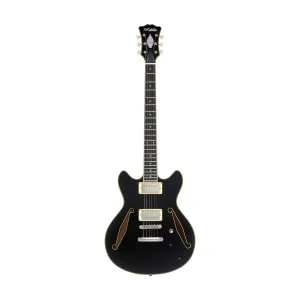 D'Angelico Excel Mini DC Tour Semi-Hollowbody Electric Guitar, Black