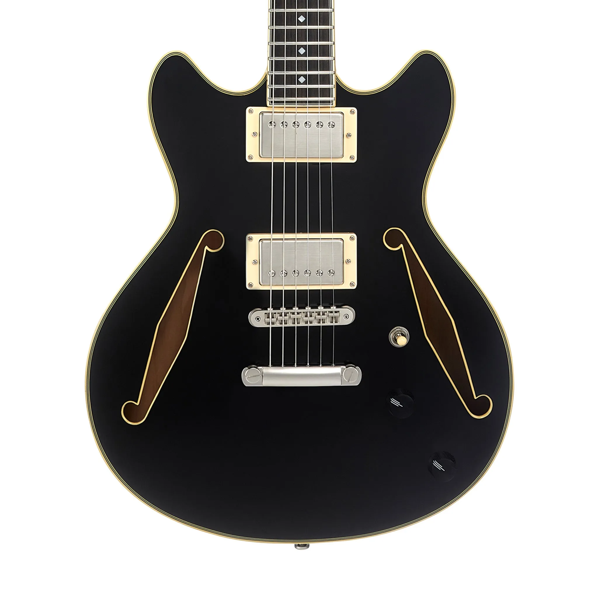 D'Angelico Excel Mini DC Tour Semi-Hollowbody Electric Guitar, Black