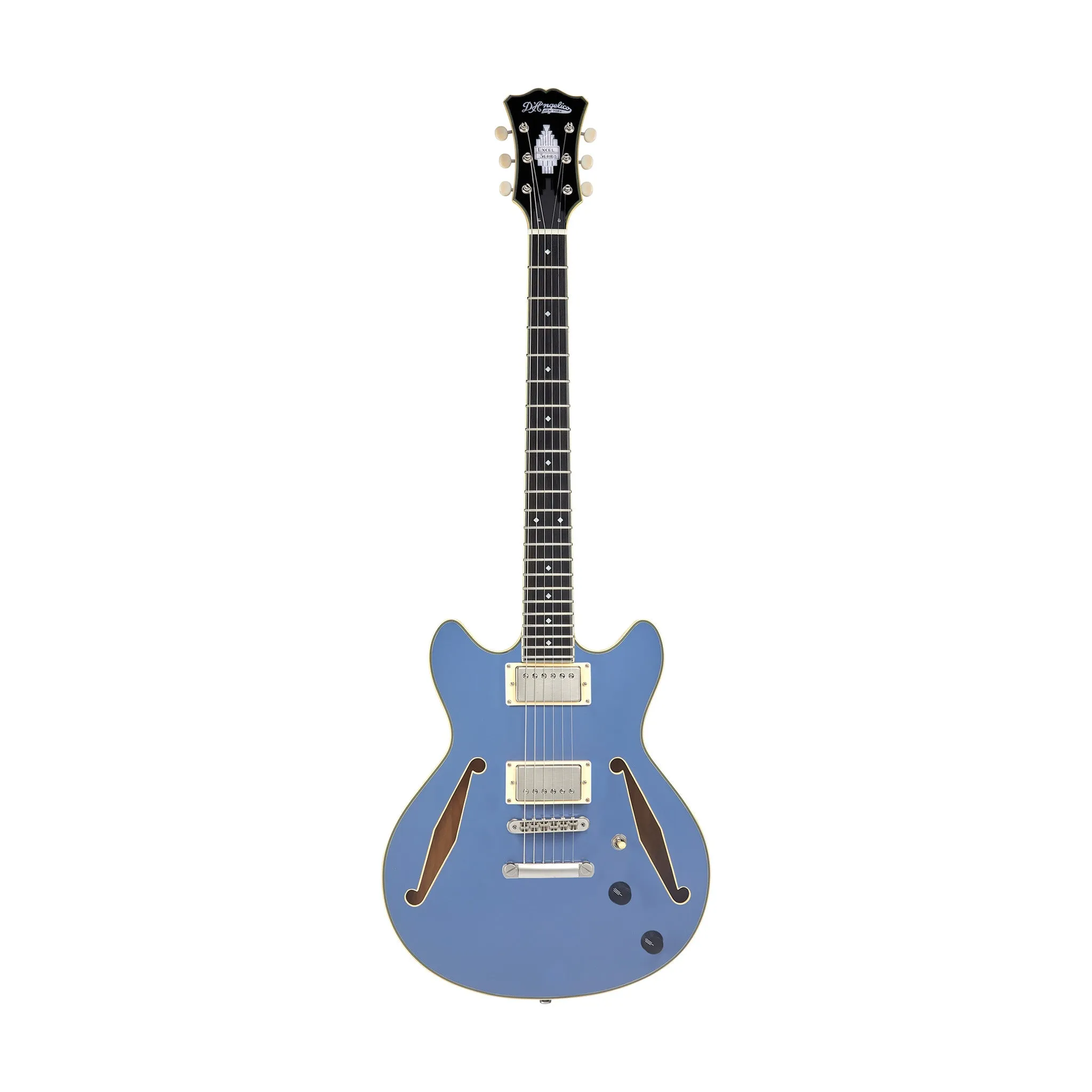 D'Angelico Excel Mini DC Tour Semi-Hollowbody Electric Guitar, Slate Blue