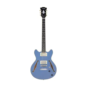 D'Angelico Excel Mini DC Tour Semi-Hollowbody Electric Guitar, Slate Blue