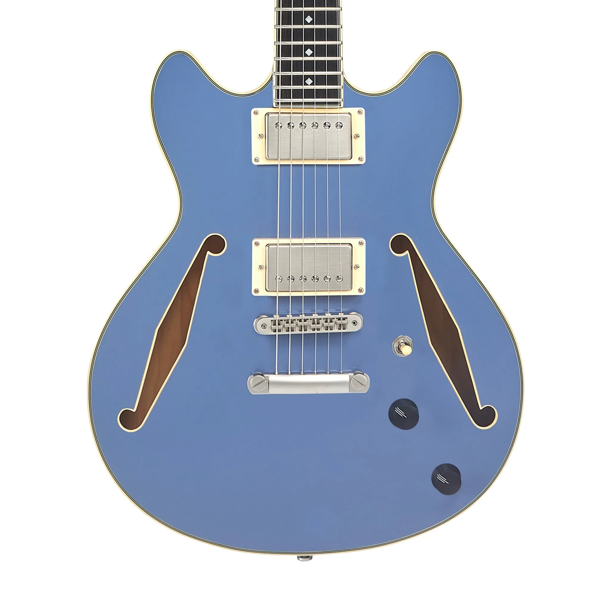 D'Angelico Excel Mini DC Tour Semi-Hollowbody Electric Guitar, Slate Blue