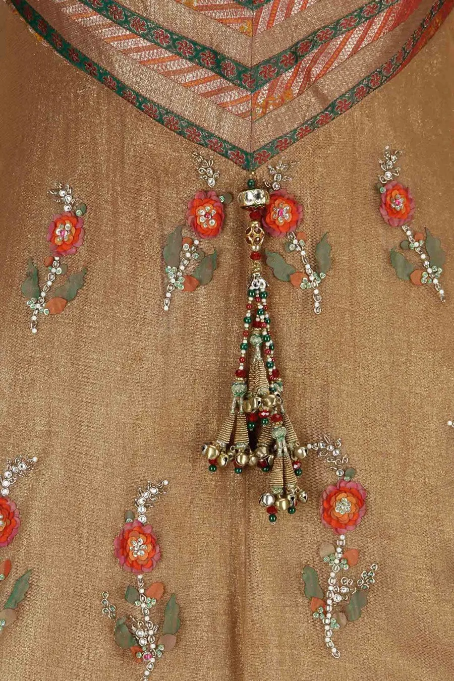 Dark beige color floor length anarkali suit