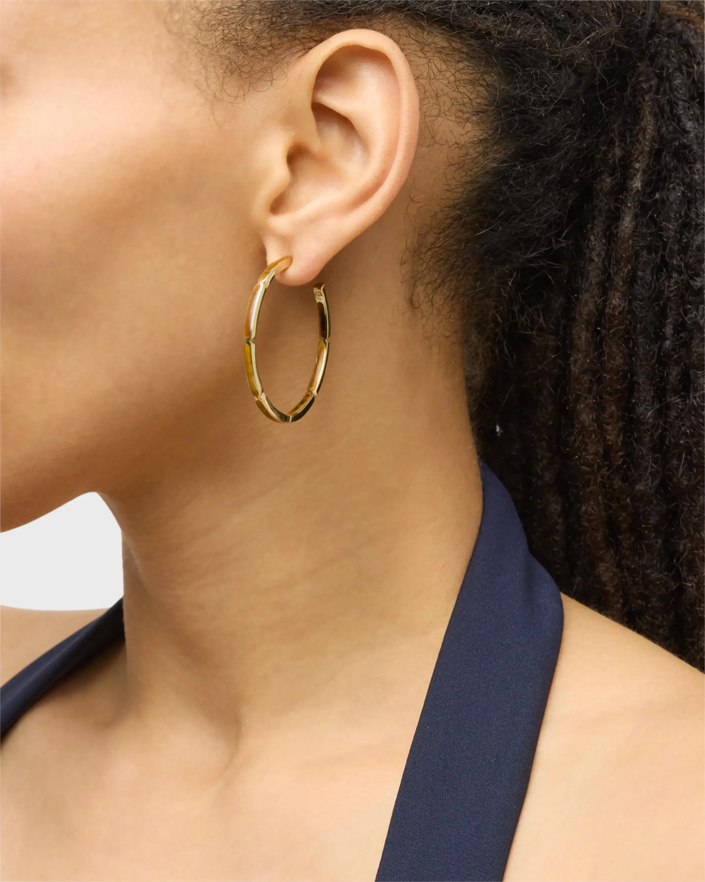 Dash Gemstone Dual Inlay Gold Vermeil Sterling Hoop Earrings