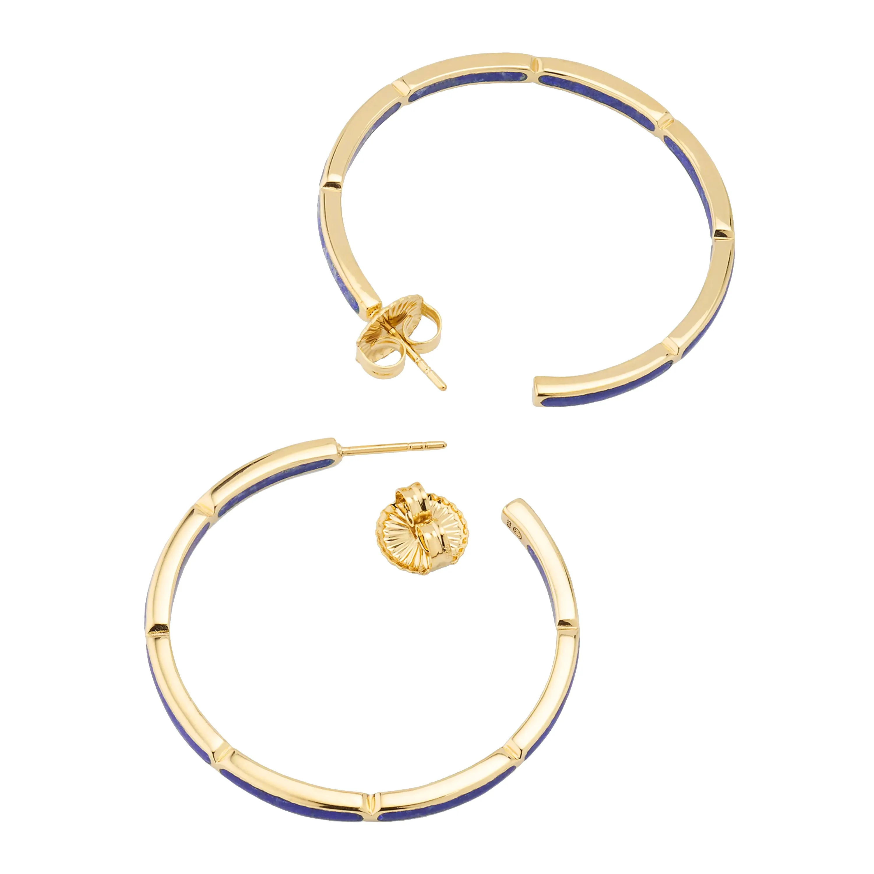 Dash Gemstone Dual Inlay Gold Vermeil Sterling Hoop Earrings