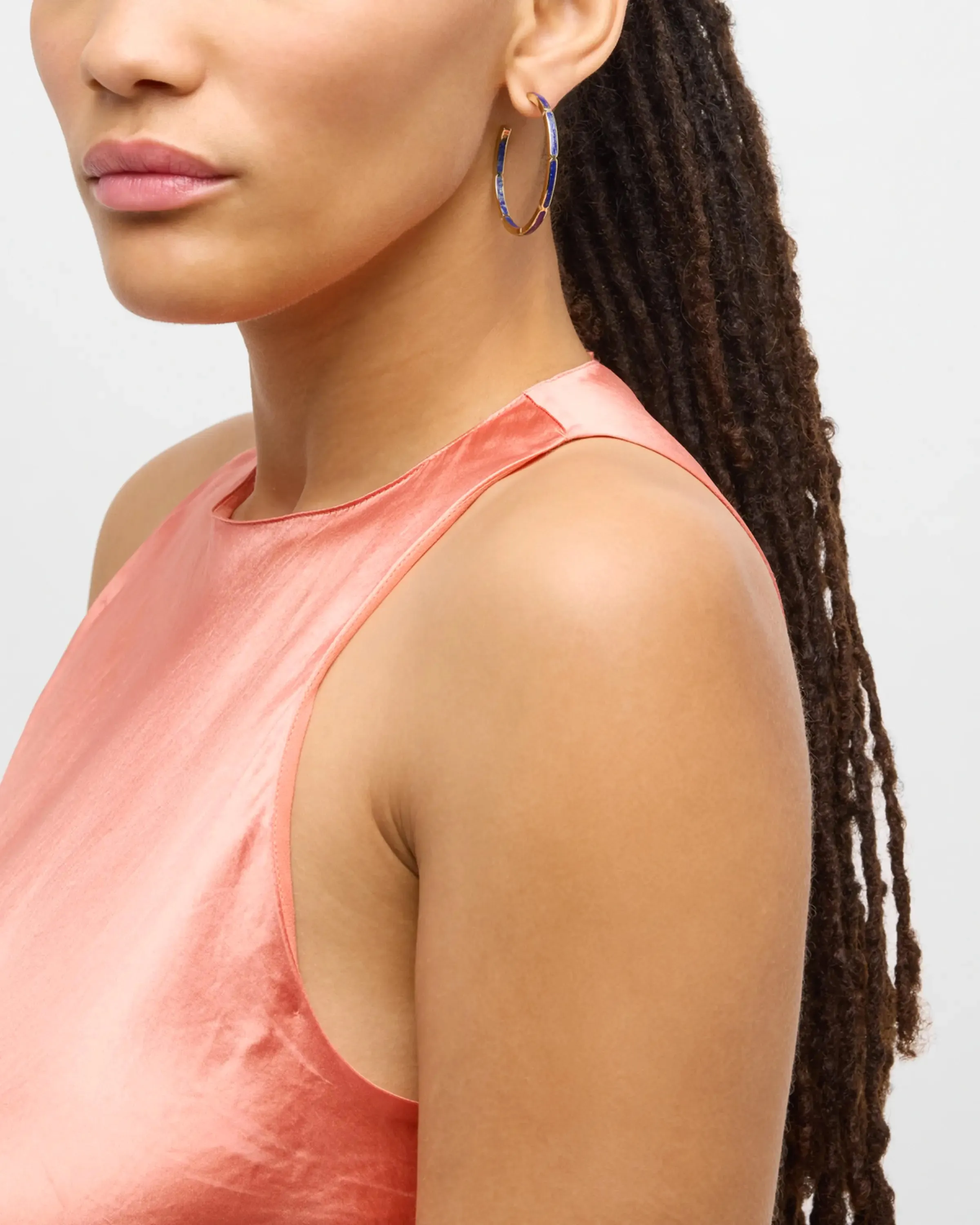 Dash Gemstone Dual Inlay Gold Vermeil Sterling Hoop Earrings